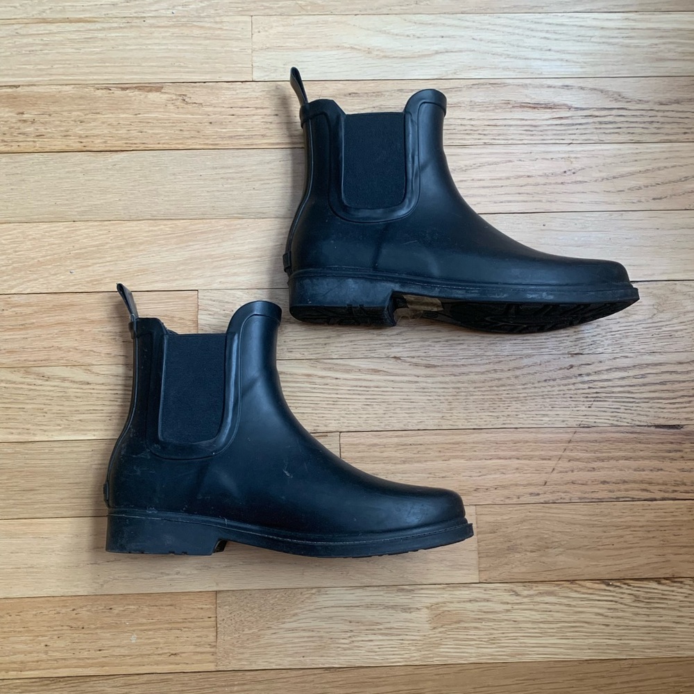 SOLD J. Crew Black Rainboots